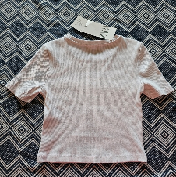 Zara Ribbed Cotton T-shirt - NWT - Small - Picture 7 of 11